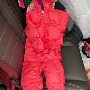 Toddler girl one piece snowsuit.